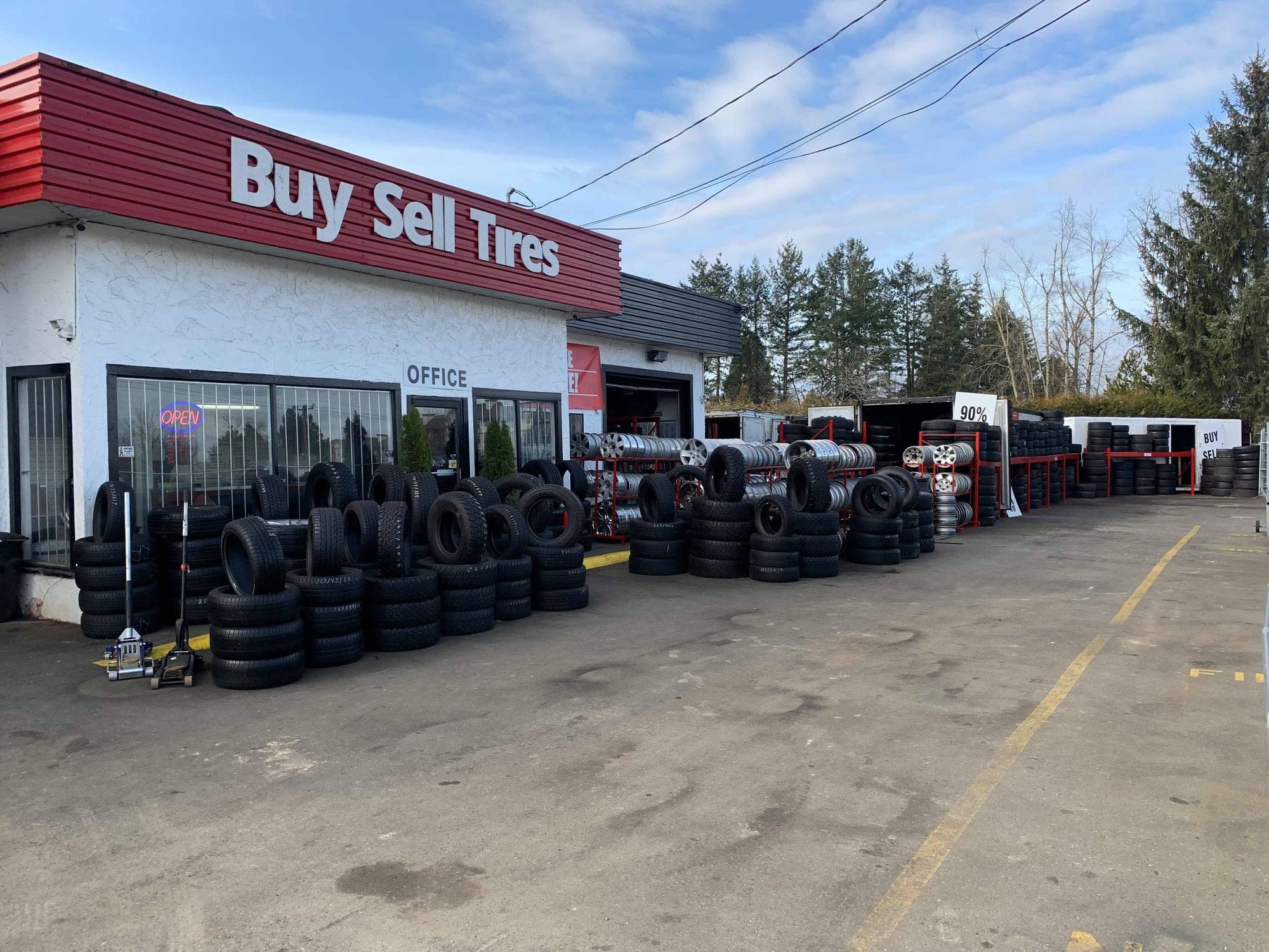 BuySell Tires storefront on Fraser Highway in Aldergrove, BC